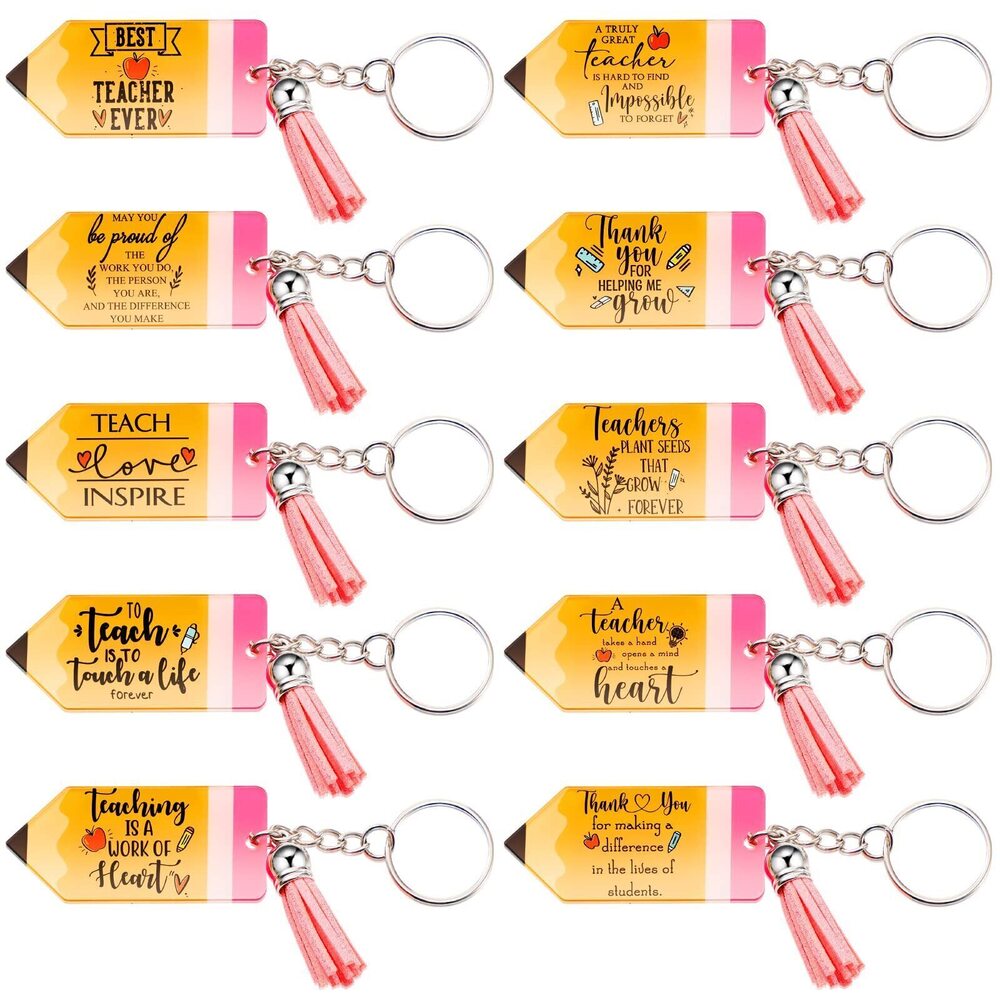 5922 Teacher Appreciation Gifts Bulk Pencil Keychain with Tassel Christmas